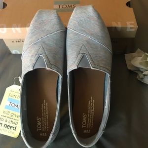 Toms Classic Alaskan Blue Heather Jersey Shoes NWT
